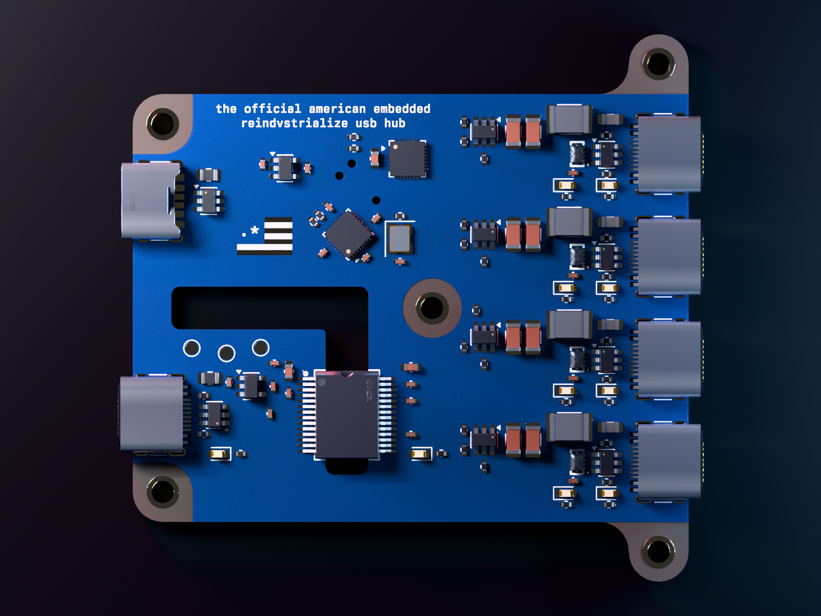 ISOLATED REINDVSTRIALIZE USB HUB, top view